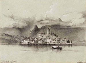 Isola San Giulio. Lago di Orta. 1842.